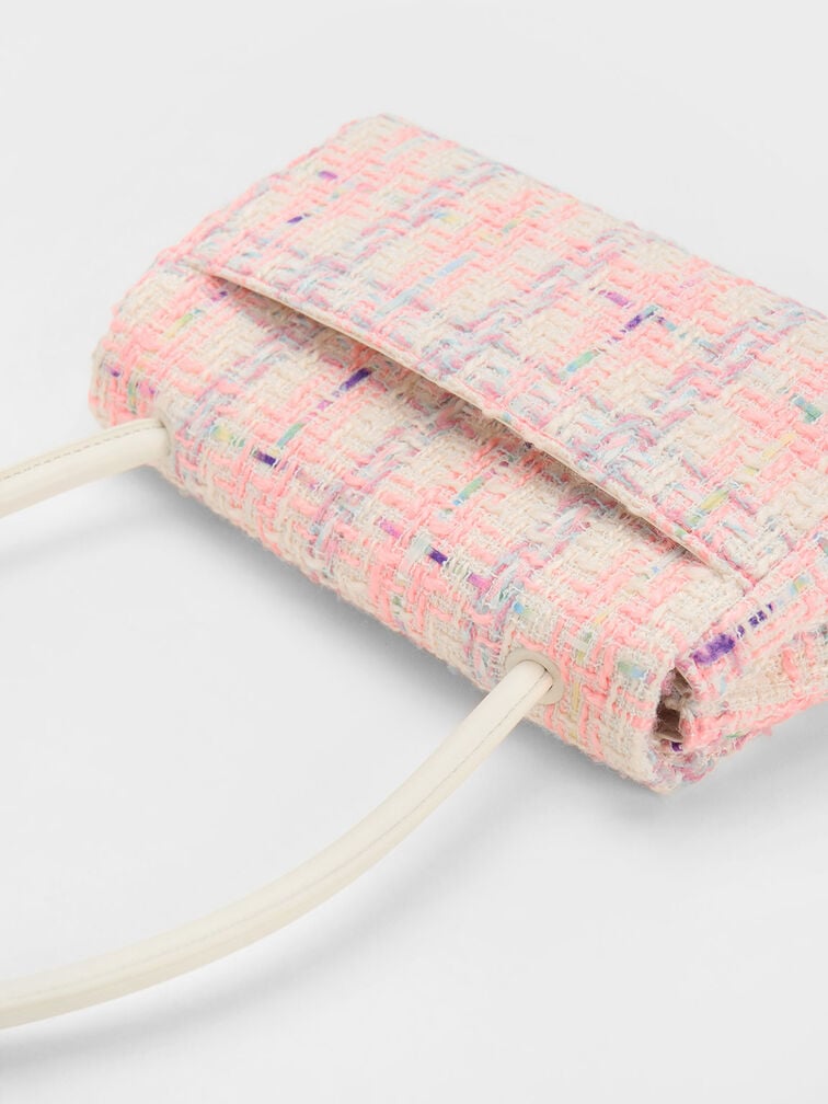 Bolso de Tweed con Asa Curva, Multicolor, hi-res