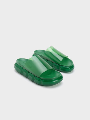 Sandales à enfiler transparentes Fia, Vert, hi-res