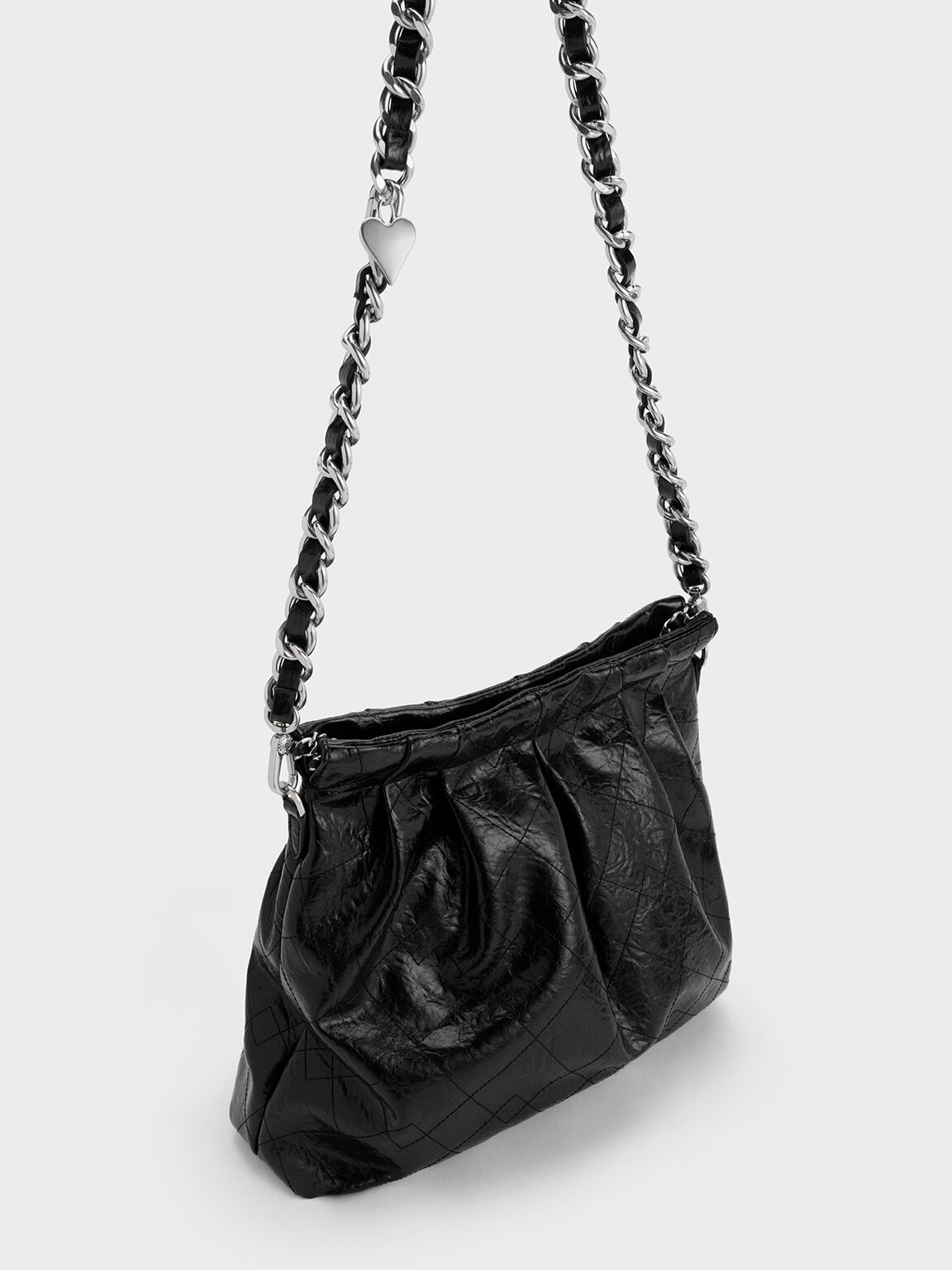 Noir Duo Double Chain Hobo Bag - CHARLES & KEITH AT