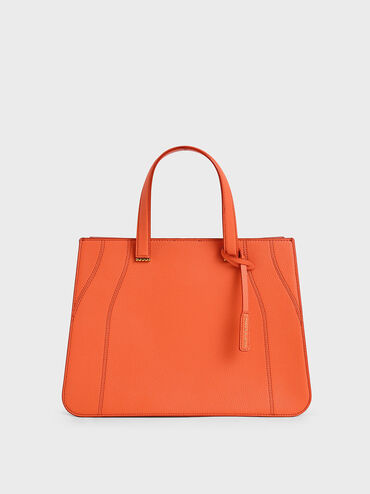 Double Top Handle Tote Bag, Orange, hi-res