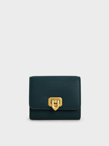Classic Push-Lock Mini Wallet, Green, hi-res