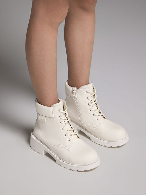 Girls' Side-Zip Ankle Boots, Chalk, hi-res