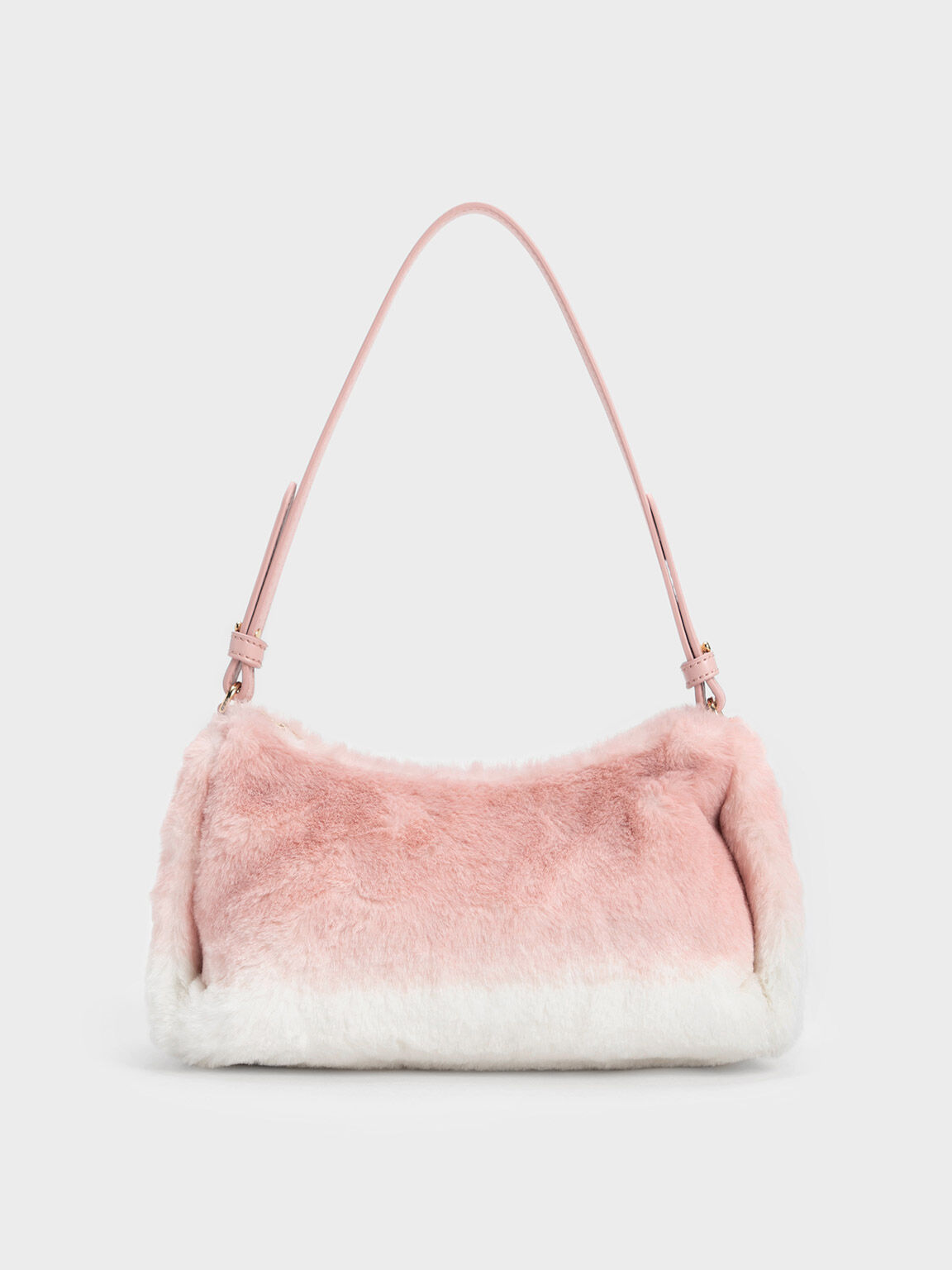 Nezu Chain Handle Furry Hobo Bag, Light Pink, hi-res