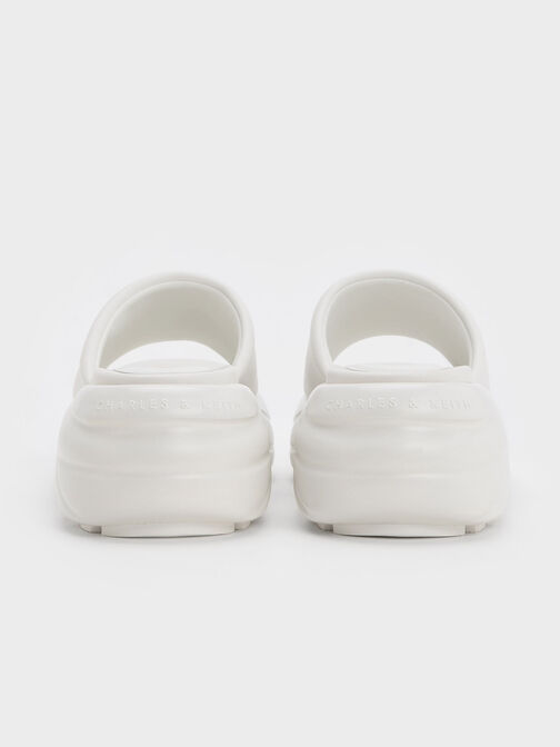 Sandalias deportivas de plataforma curvada y tiras anchas, Blanco, hi-res