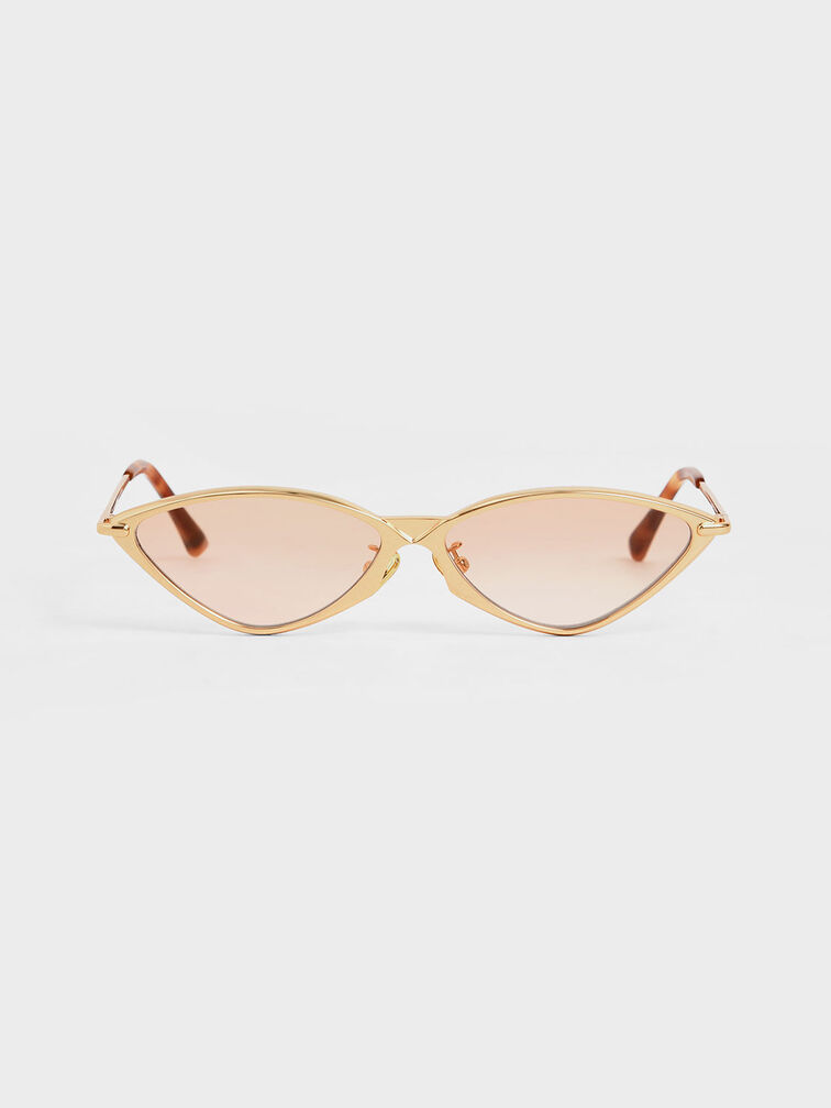 Metal Frame Cat-Eye Sunglasses, Orange, hi-res
