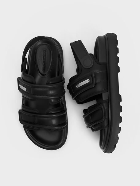 Romilly Puffy Sports Sandals, Black, hi-res