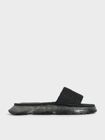 Espadrille Flatform Sandals, Black, hi-res