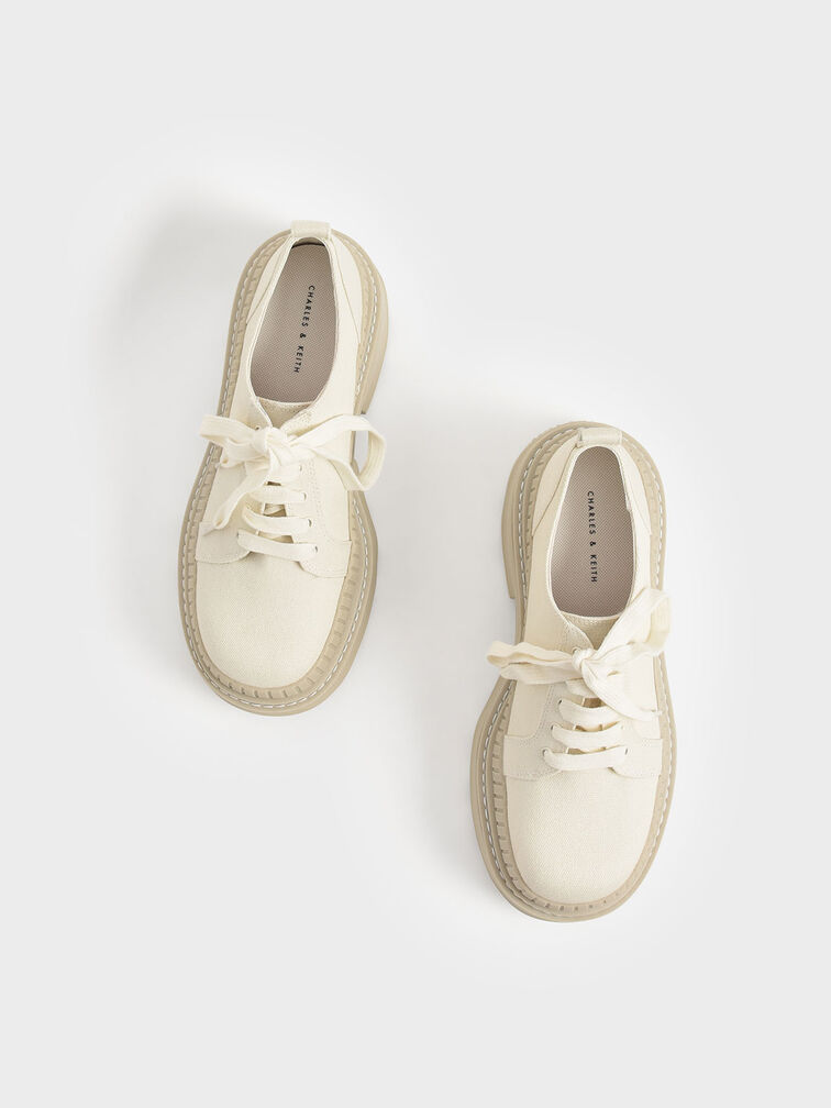 Canvas Low-Top Chunky Sneakers, Chalk, hi-res