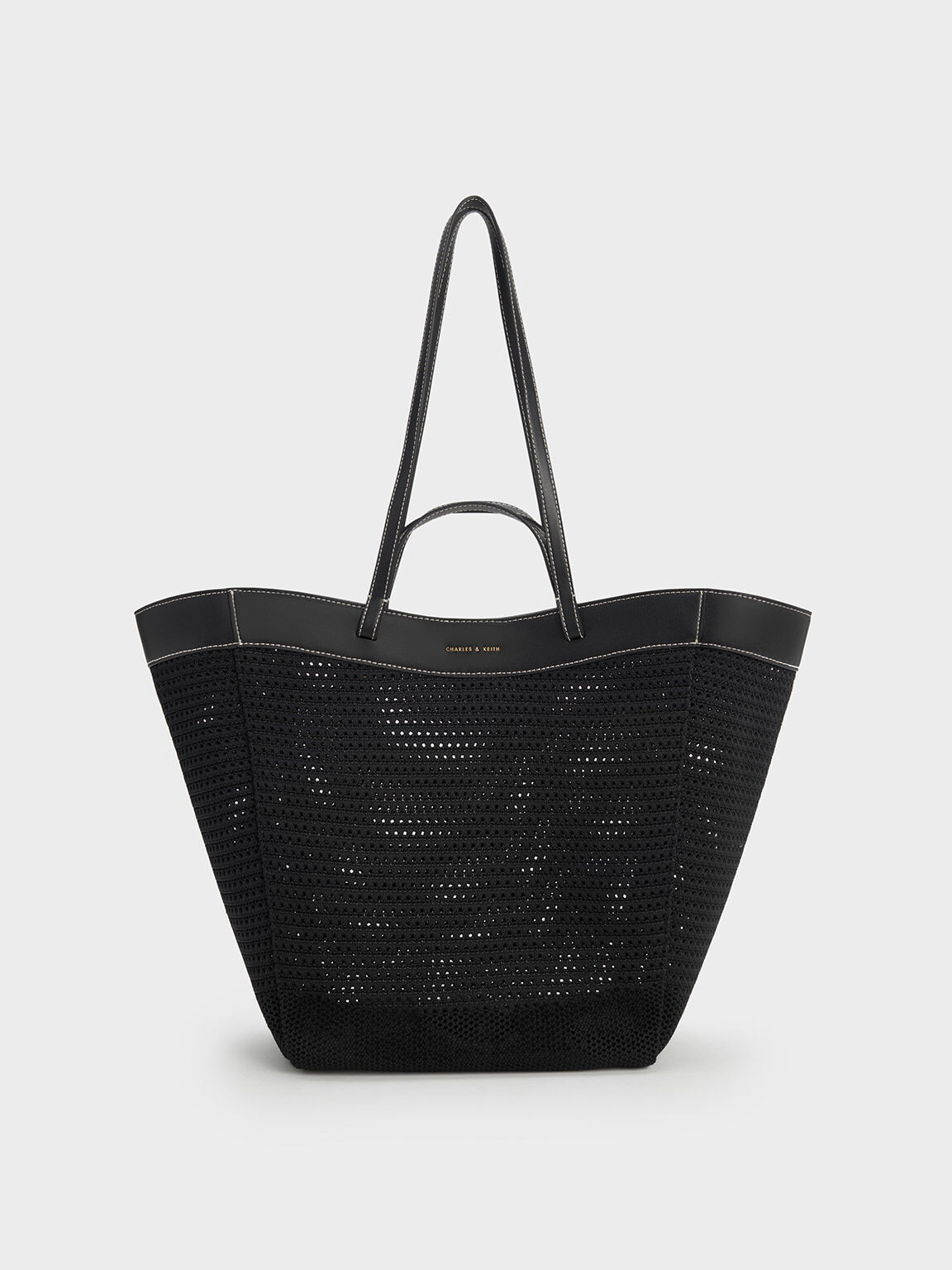 Black Knitted Sculptural Tote Bag - CHARLES & KEITH CZ