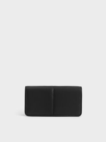 Luna Stitch-Trim Mini Long Wallet, Black, hi-res