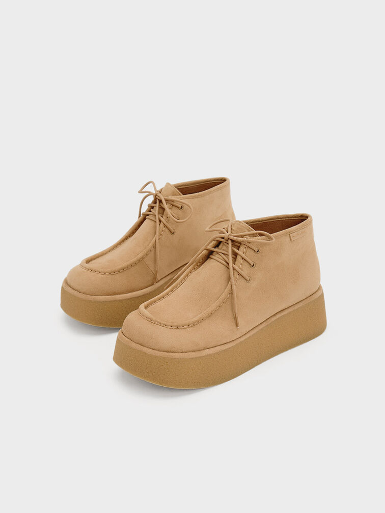 Molly Textured Flatform Ankle Boots, Sand, hi-res