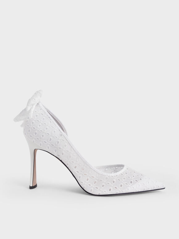 The Bridal Collection: Blythe Broderie Anglaise Half-D'Orsay Pumps, White, hi-res