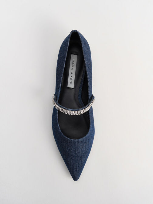 Zapatos planos Ambrosia con pedrería, Azul, hi-res