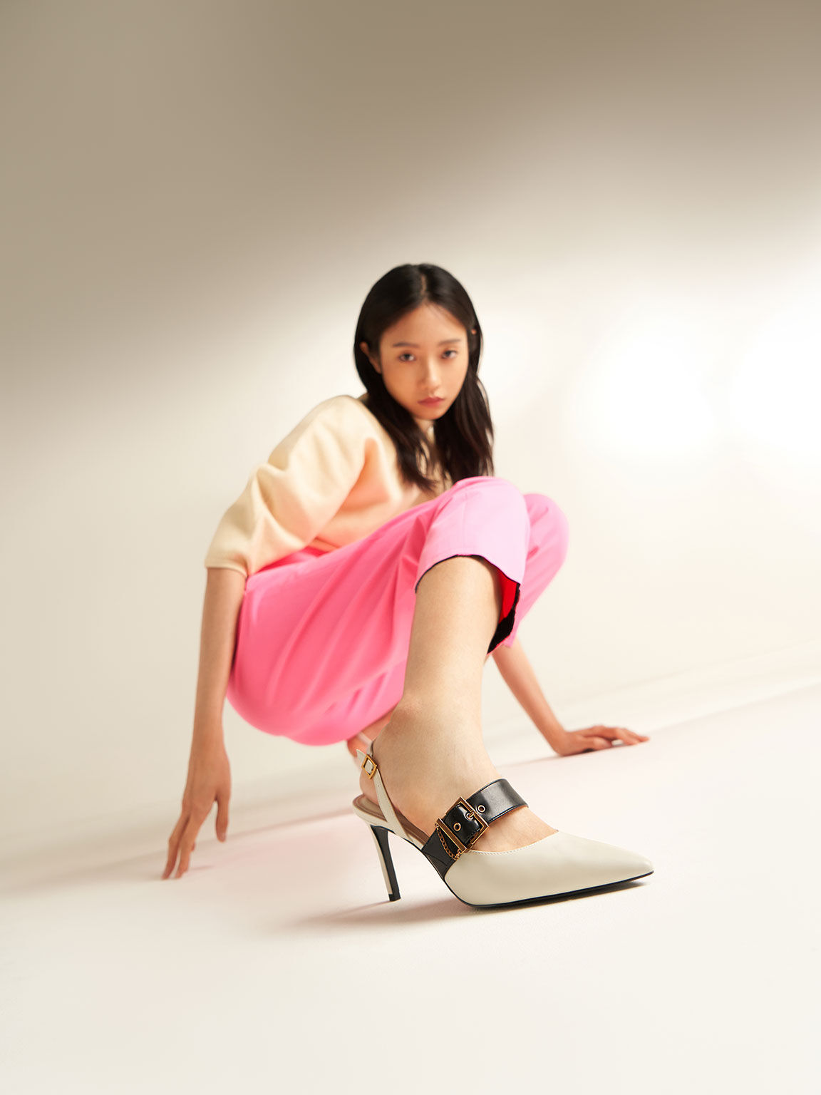 Lunar New Year Collection: Hailey Buckled Slingback Pumps, Chalk, hi-res