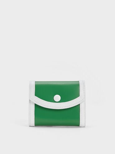 Porte-monnaie à bordures contrastées Alouette, Vert, hi-res