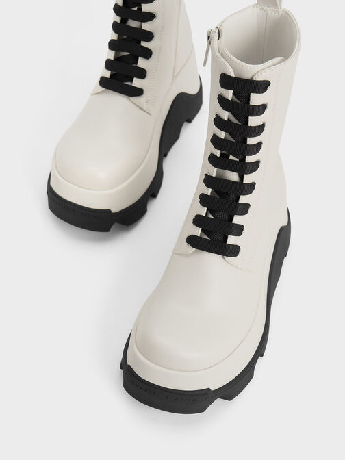 Triana Two-Tone Platform Ankle Boots, White, hi-res