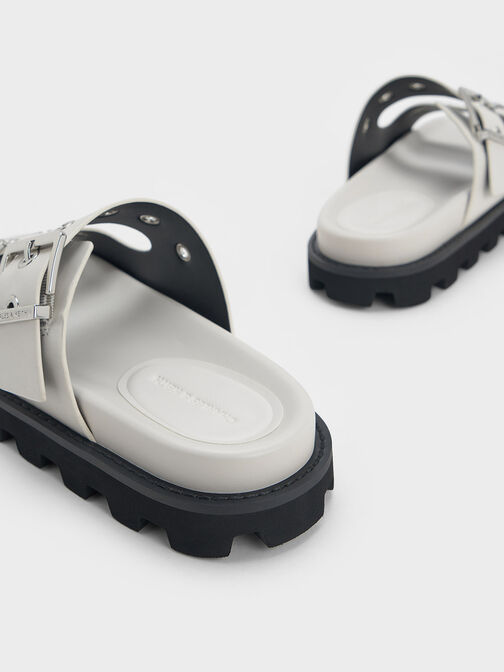 Trill Grommet Double-Strap Sandals, White, hi-res