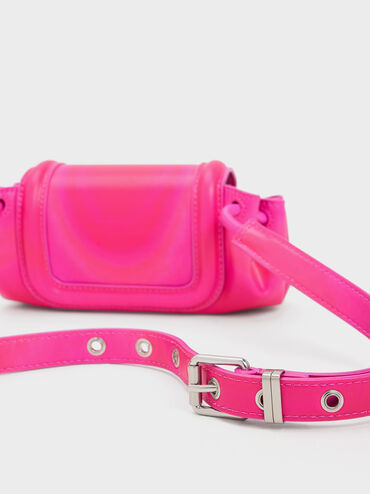 Mini Blossom Curved Flap Crossbody Bag, Pink, hi-res