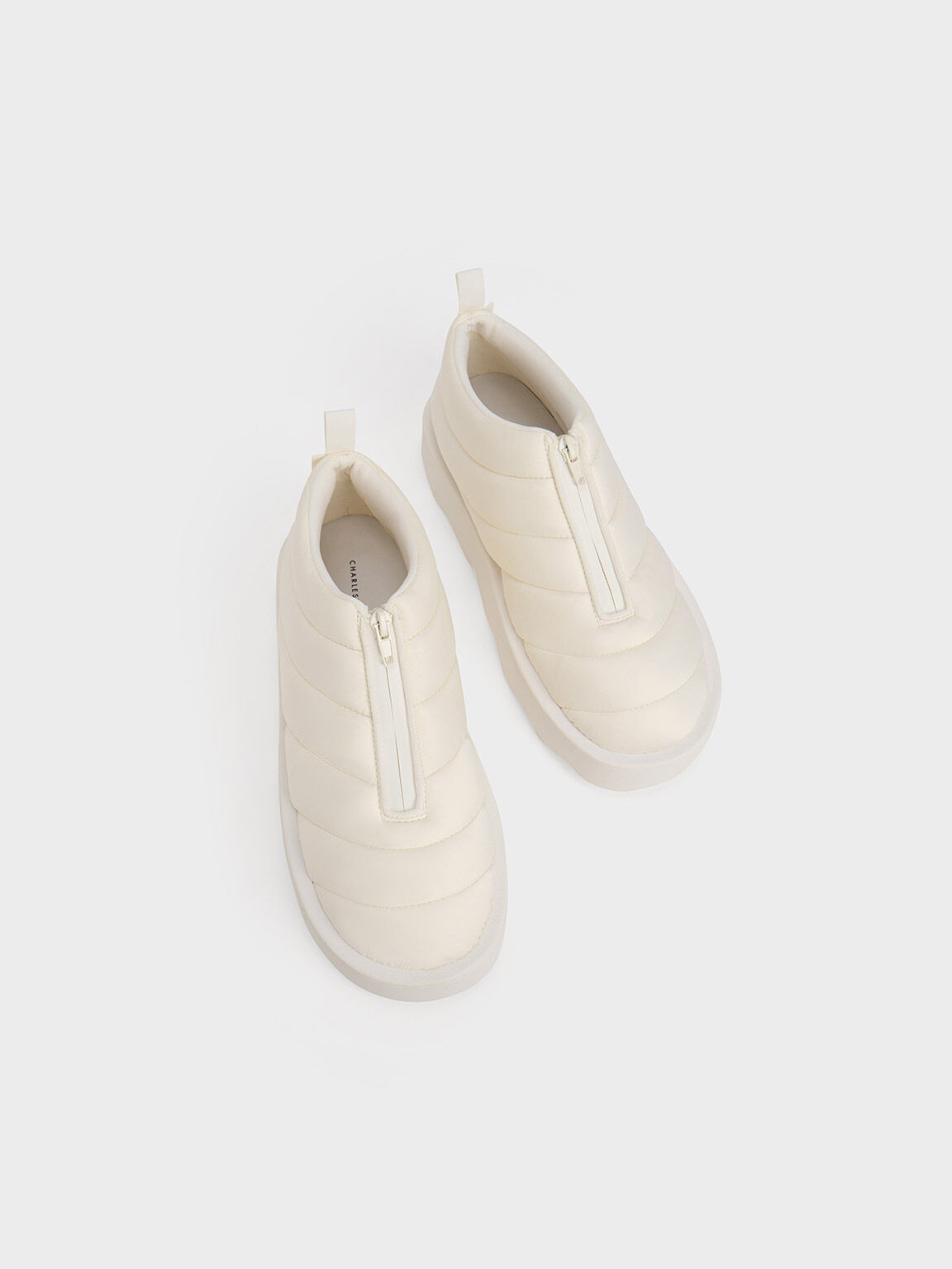 Puffy Nylon Panelled Sneakers, White, hi-res