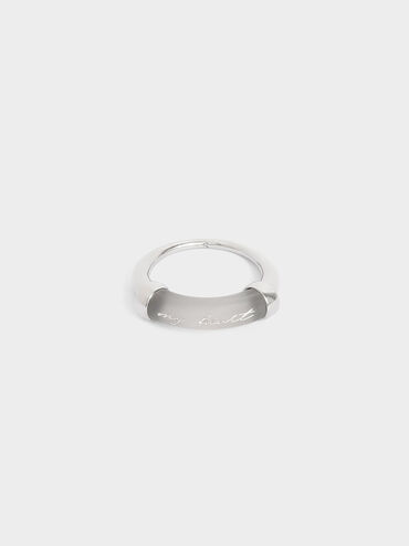 "My Heart" Printed Ring, Silver, hi-res