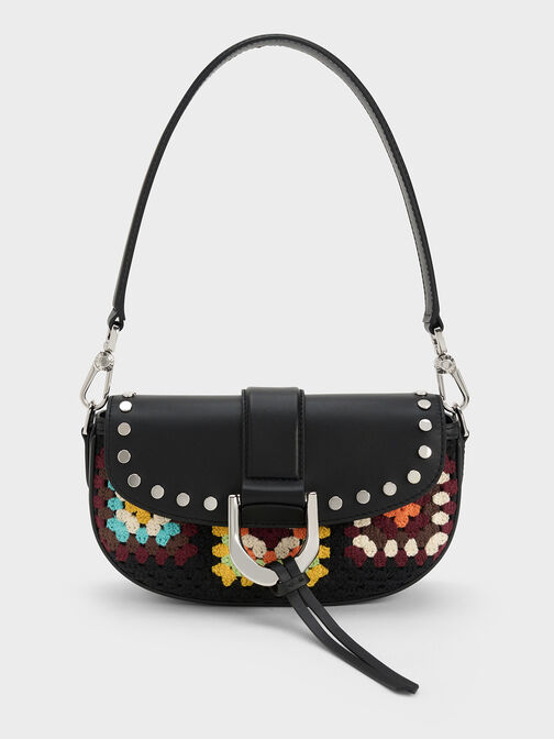 Gabine Floral Crochet Leather Shoulder Bag, Multi, hi-res