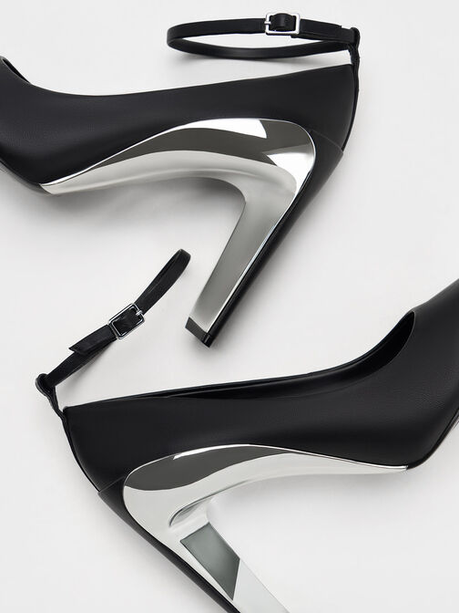 Zapatos metálicos Devon con tacón plano, Negro, hi-res
