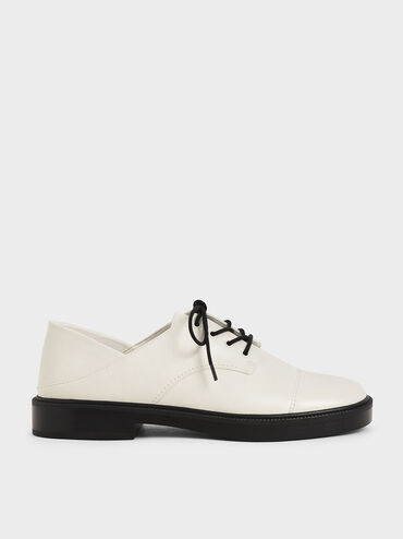 Chunky Sole Oxford Shoes, Blanco tiza, hi-res
