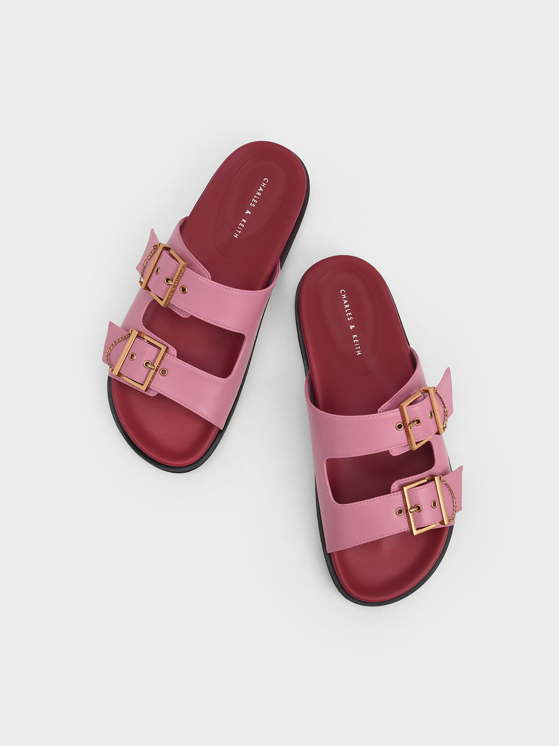 Lunar New Year Collection: Buckled Slide Sandals, Pink, hi-res