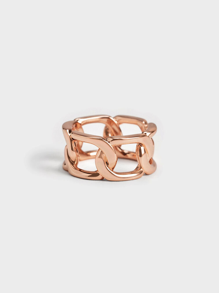 Rose Gold Gabine Chain-Link Ring - CHARLES & KEITH ES