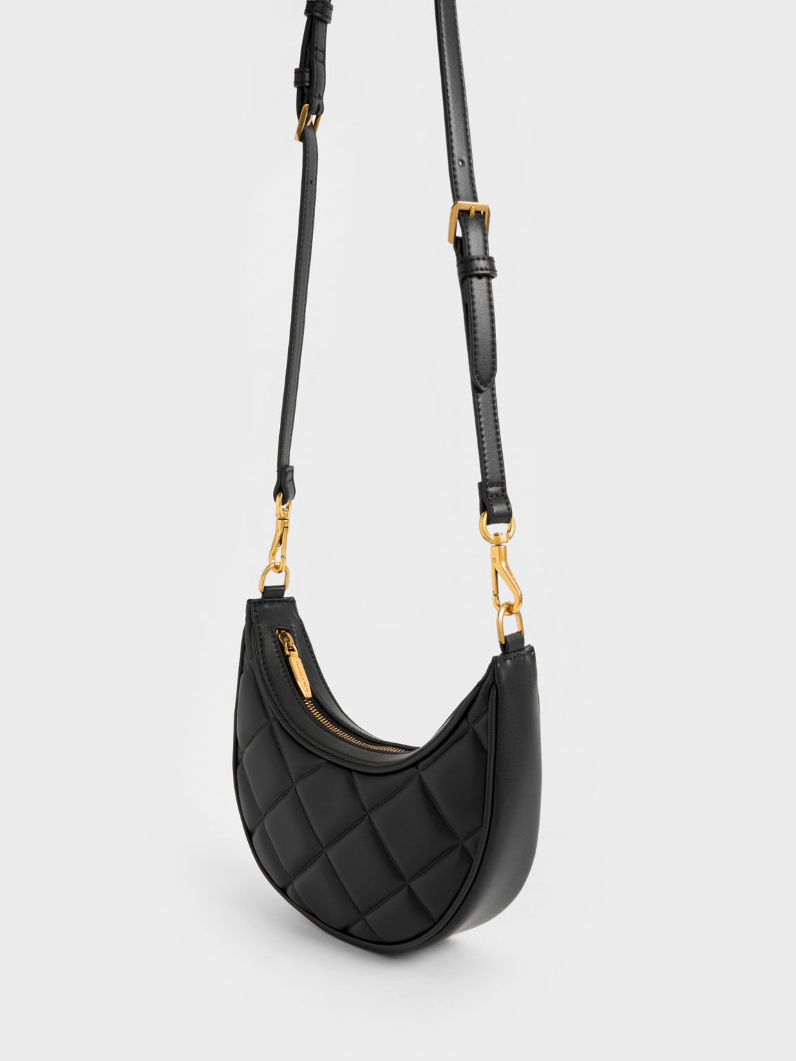 Bonnie Chain-Handle Crescent Bag, Black, hi-res