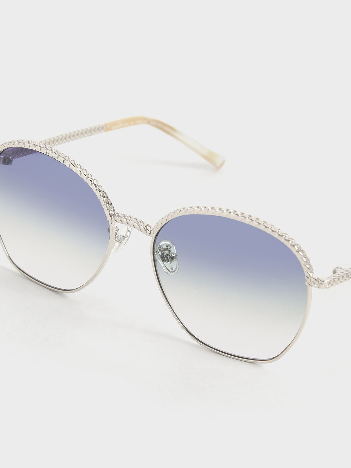 Braided Butterfly Sunglasses, Silver, hi-res