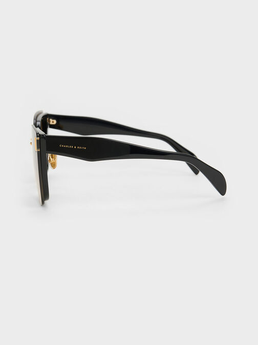 Gafas de sol geométricas estilo mariposa de acetato reciclado, Negro, hi-res