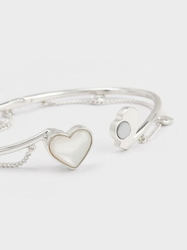 Bracelet à maillons et pierres en formes d cœur Annalise, Argent, hi-res