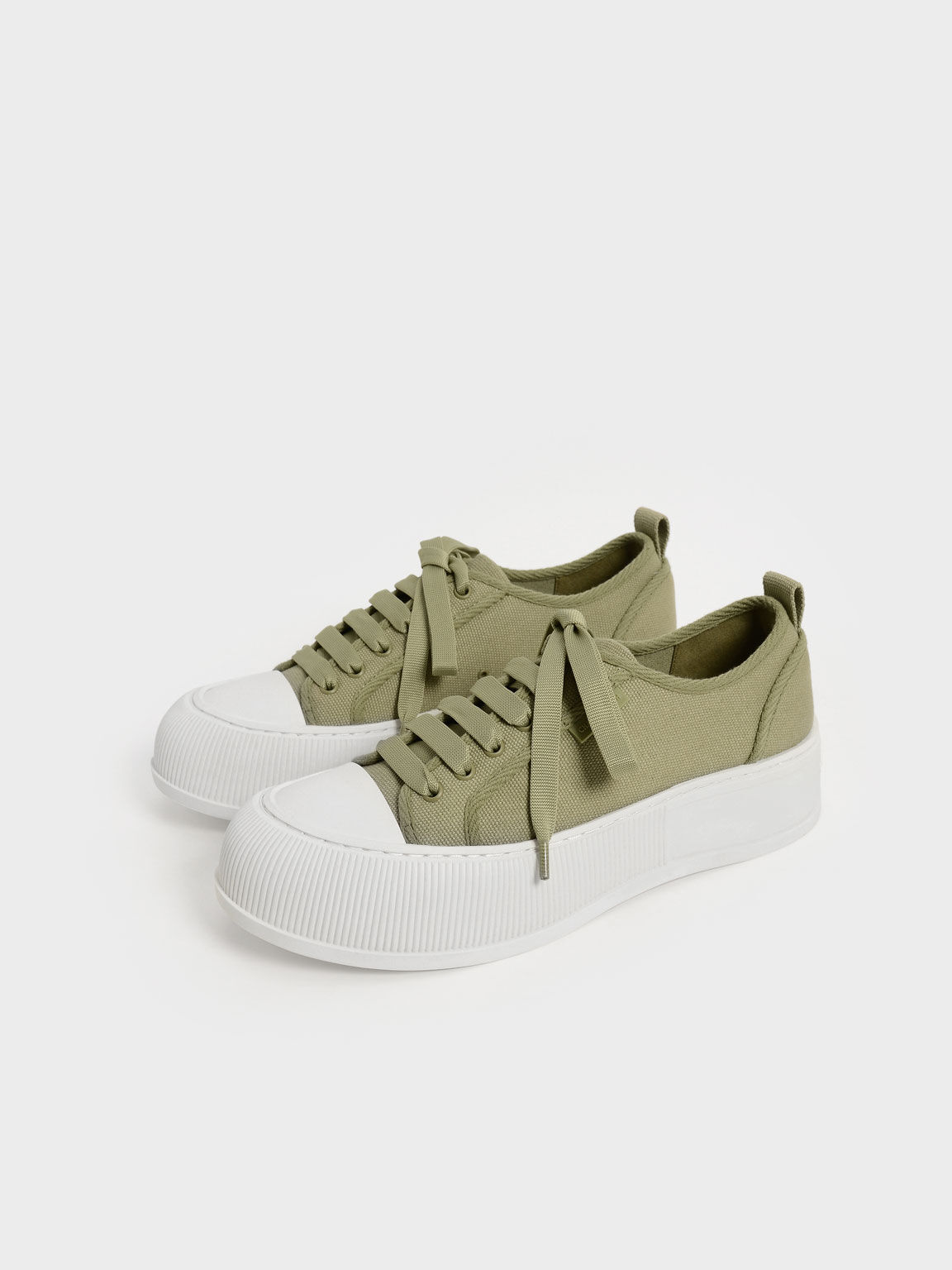 Organic Cotton Low-Top Sneakers, Green, hi-res