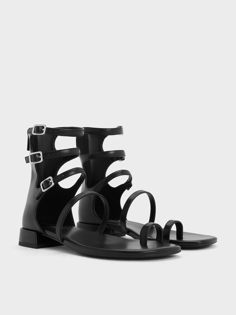 Lyric Gladiator Toe-Ring Sandals, Black, hi-res