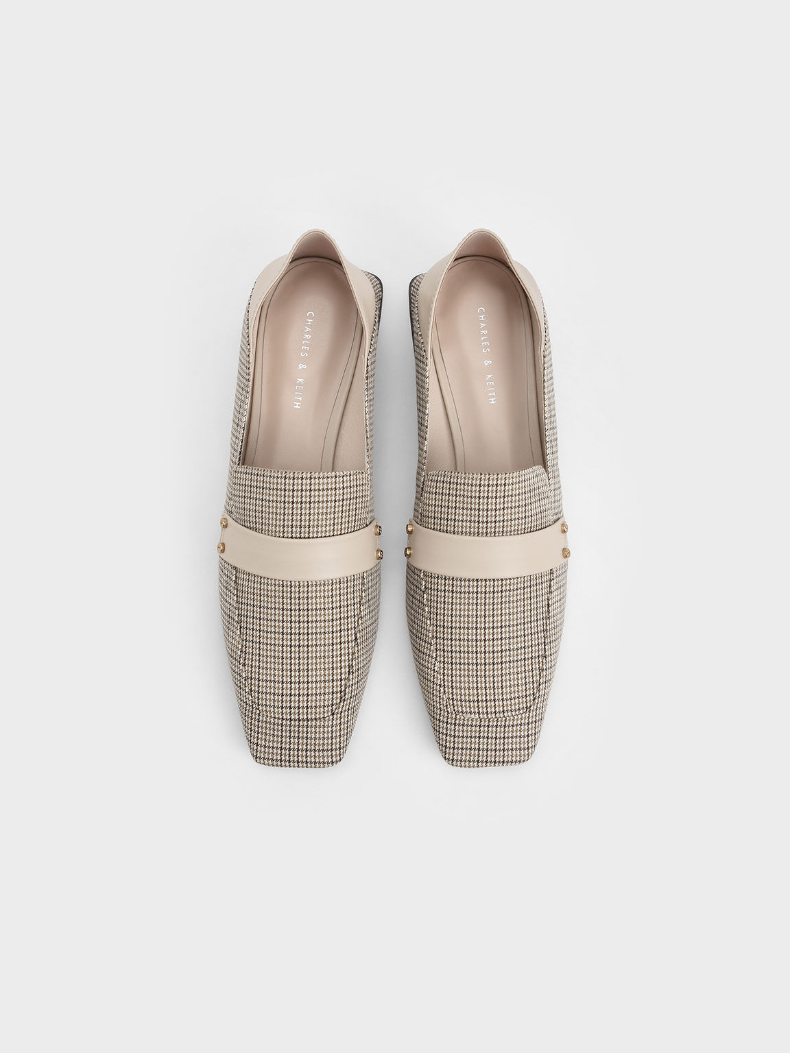 Houndstooth-Print Square-Toe Step-Back Penny Loafers, Multi, hi-res