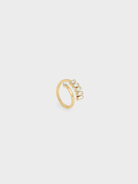 Swarovski® Crystal Embellished Wrap Ring, Gold, hi-res