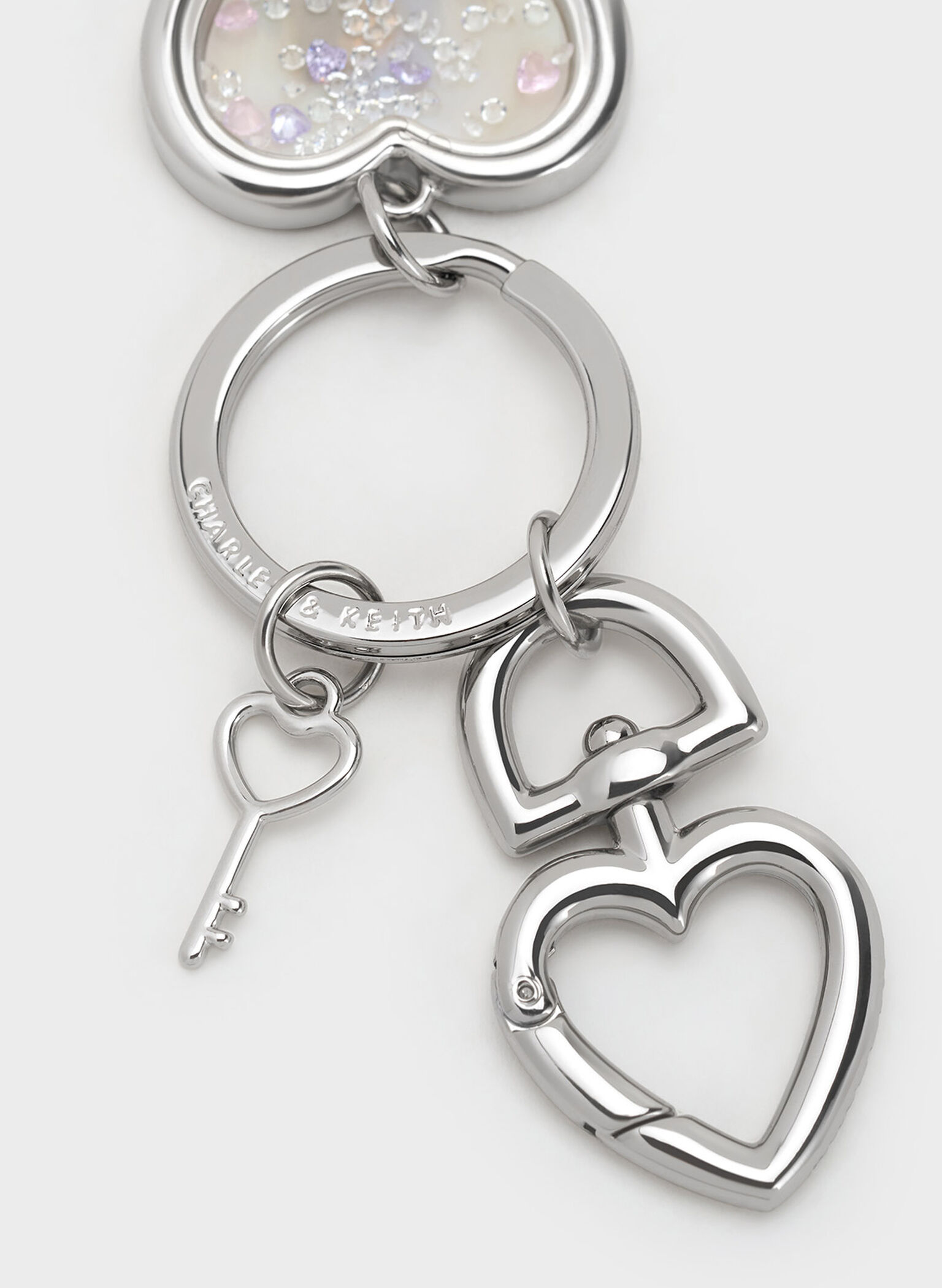Porte-clés en cristal à cadenas en forme de cœur or - CHARLES & KEITH FR