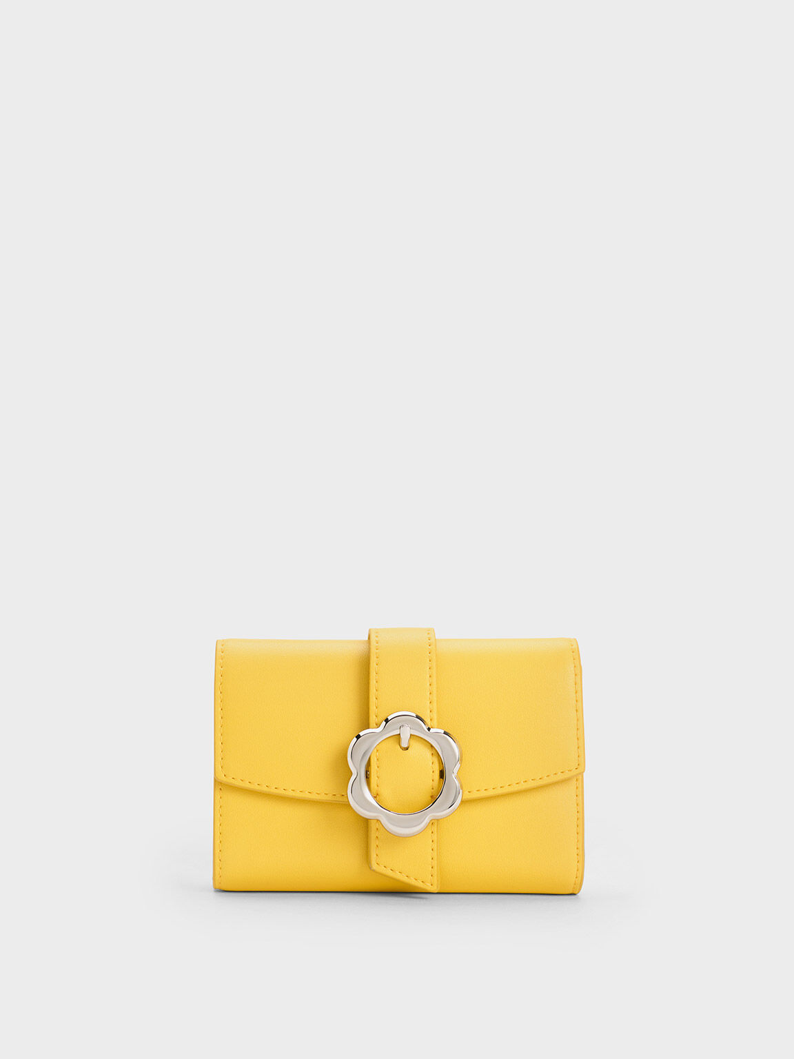 Petra Flower Buckle Wallet, Yellow, hi-res
