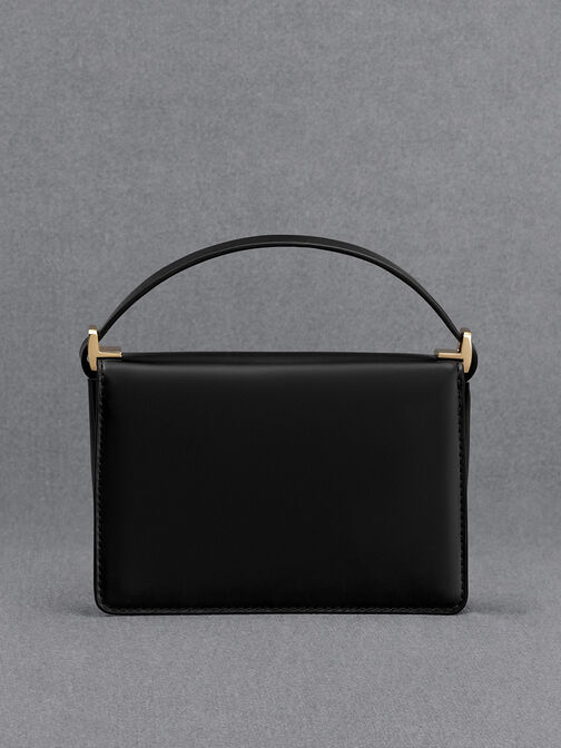 Leather Boxy Bag, Black, hi-res