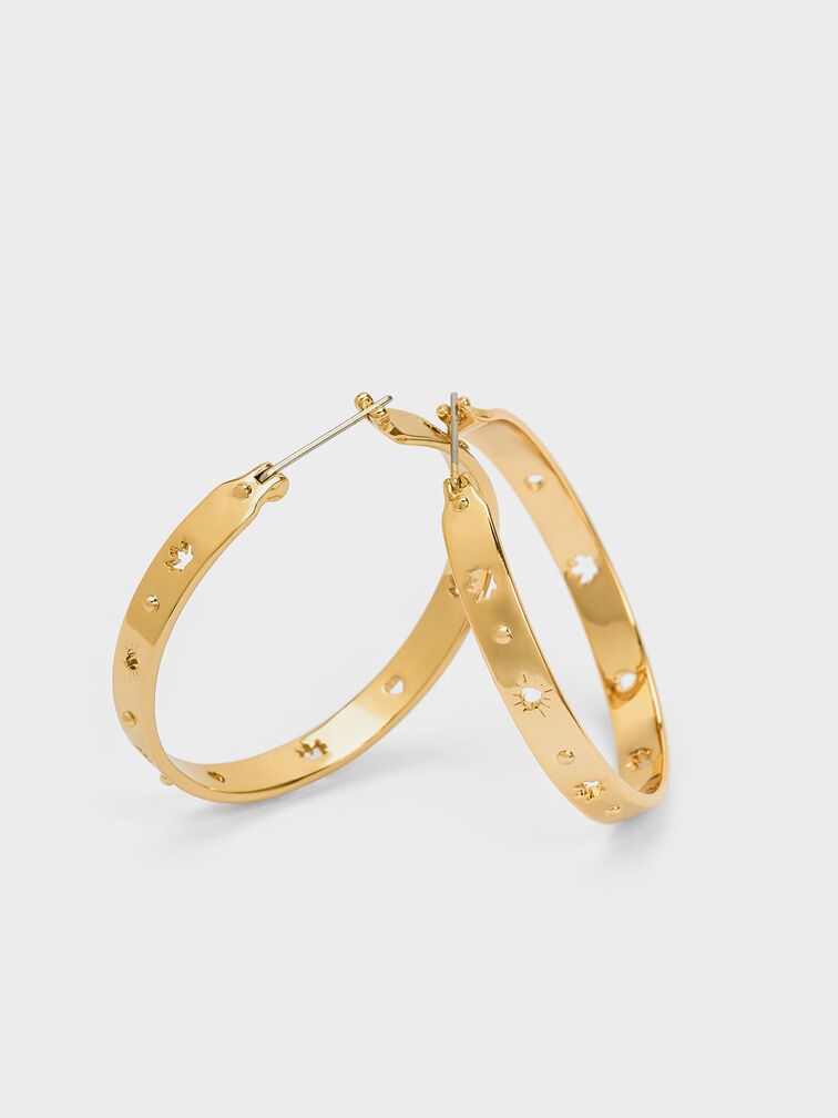 Leonora Hoop Earrings, Gold, hi-res