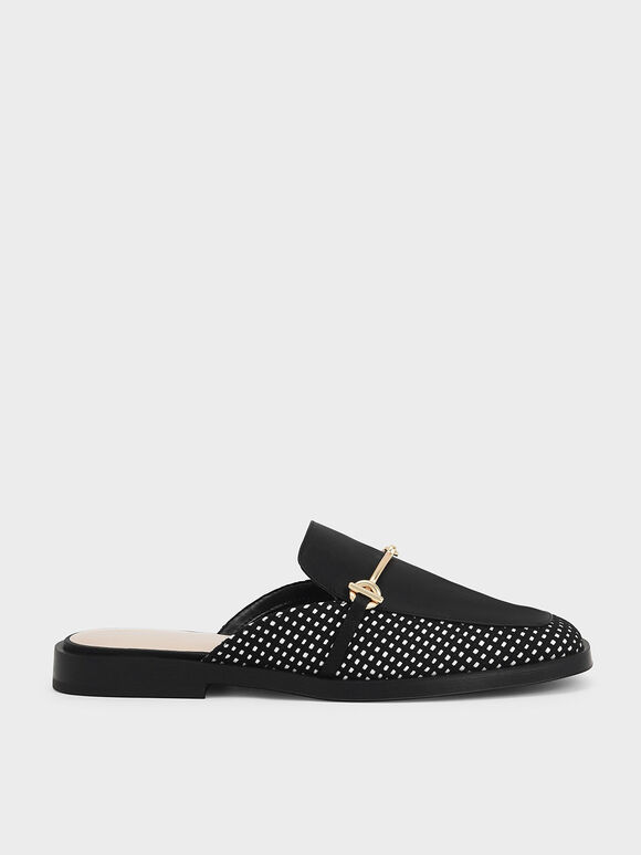 Metallic Accent Woven Loafer Mules, Multi, hi-res