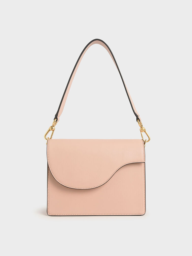 Angular Flap Shoulder Bag, Pink, hi-res