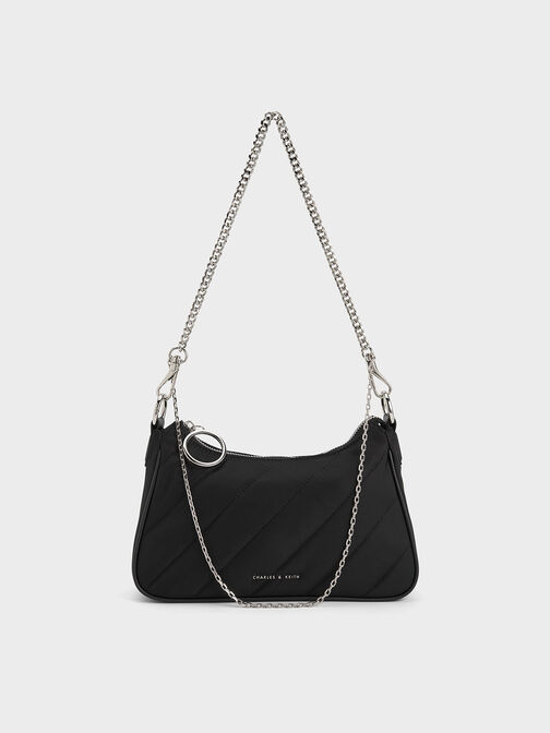 Philomena Nylon Puffy Chain-Strap Crossbody Bag, Noir, hi-res