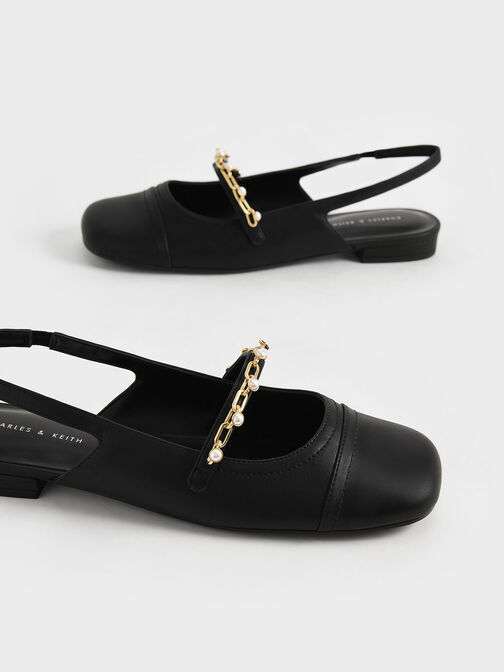 Chaussures Mary Janes avec perles et chaîne, Noir, hi-res