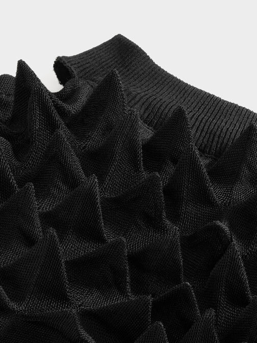 Mini-jupe à pointes texturées, Noir, hi-res