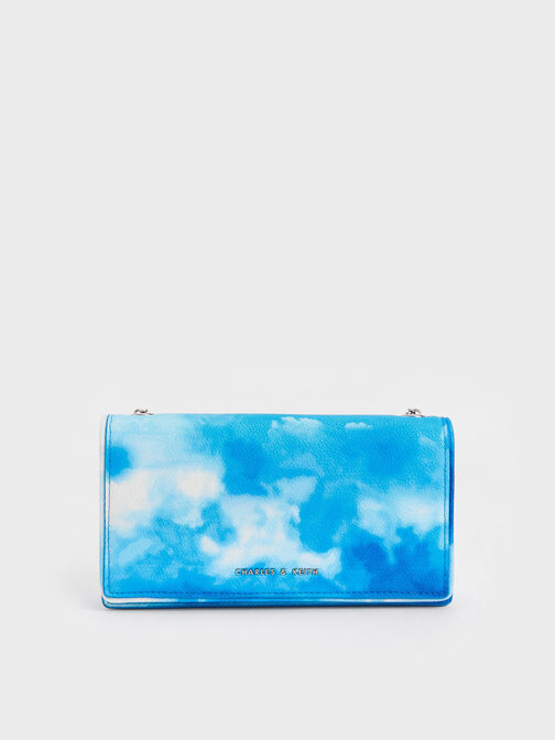 Bolso acolchado con estampado de nubes, Multicolor, hi-res
