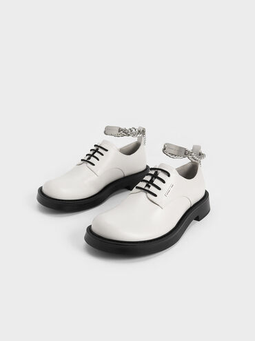 Chaussures Derby à chaîne épaisse, Blanc, hi-res