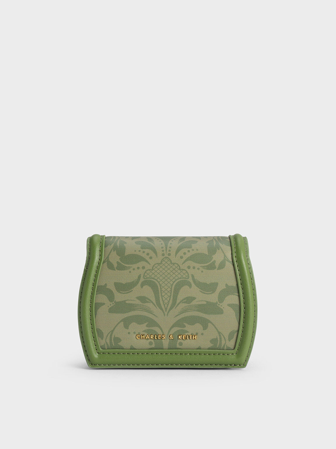 Leona Floral Textured Curved Wallet, Pistachio, hi-res