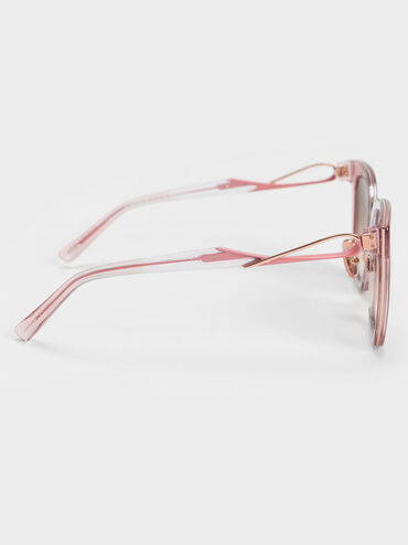 Open Wire Square Acetate Sunglasses, Pink, hi-res